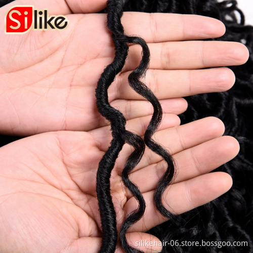 Silike Faux Locs curly Crochet Braids18 Inch Soft Natural Synthetic Hair Extension 12Stands/Pack Goddess Faux Locks Hair